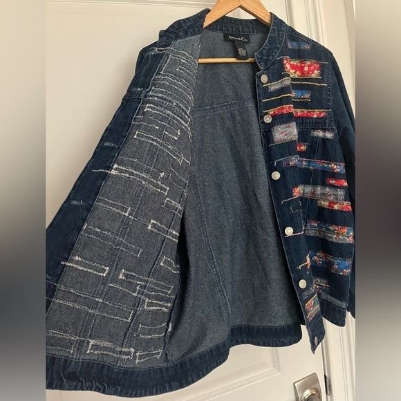 Denim & Co 100% cotton patchwork detail jacket Sz. L - Picture 8 of 9